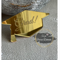 Grad Cupcake Topper/Gift Tags (Gold Mirror)