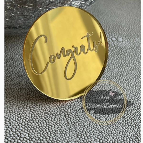 Congrats Cupcake Topper/Gift Tags (Gold Mirror)