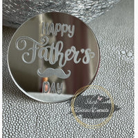 Happy Fathers Day Cupcake Topper/Gift Tags (Silver Mirror)