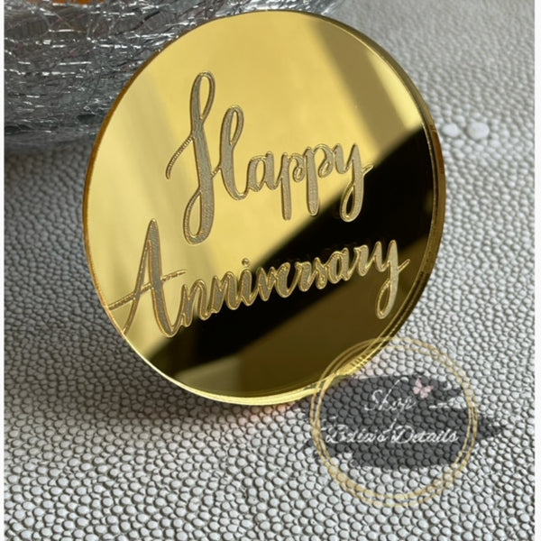 Happy Anniversary Cupcake Topper/Gift Tags (Gold Mirrio)