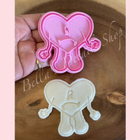 Heart Bunny Cookie Cutter with Stamp